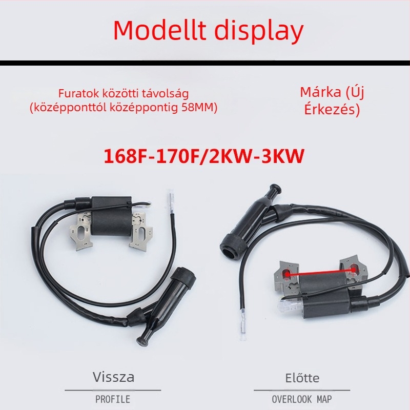 Gyújtótekercs 168F/170F/188F/190F motorokra — kompatibilis 2–8 kW benzinmotoros generátorokkal és kultivátor vízpumpájával, magasnyomásos készlettel