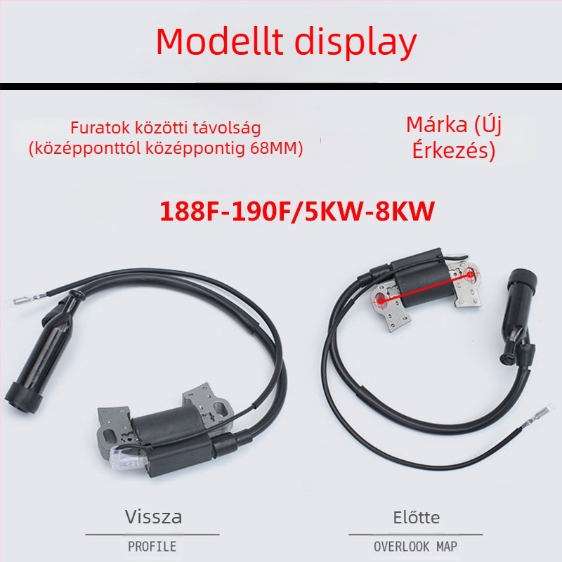 Gyújtótekercs 168F/170F/188F/190F motorokra — kompatibilis 2–8 kW benzinmotoros generátorokkal és kultivátor vízpumpájával, magasnyomásos készlettel