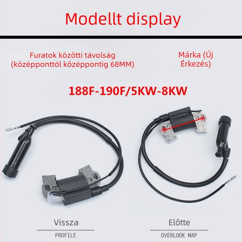 Gyújtótekercs 168F/170F/188F/190F motorokra — kompatibilis 2–8 kW benzinmotoros generátorokkal és kultivátor vízpumpájával, magasnyomásos készlettel
