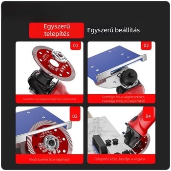 Szögcsiszolóhoz készült éltaszító adapter, modell 100, 45°-os csempevágó, rögzített vágó tartó