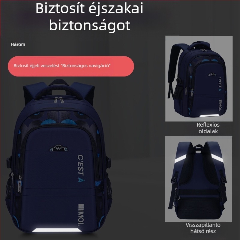 Long An Fu LAF0000001 poliészter iskolai hátizsák általános iskolába — lélegző, vízálló és kopásálló, ívelt vállpántokkal