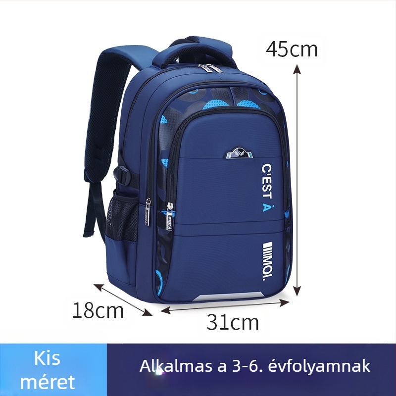 Long An Fu LAF0000001 poliészter iskolai hátizsák általános iskolába — lélegző, vízálló és kopásálló, ívelt vállpántokkal