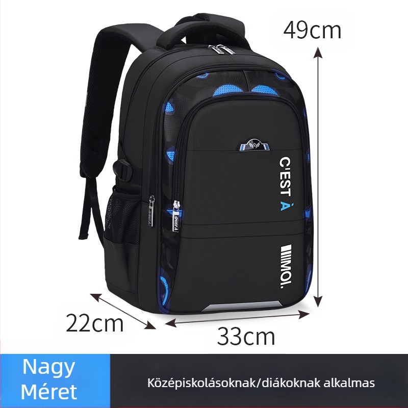 Long An Fu LAF0000001 poliészter iskolai hátizsák általános iskolába — lélegző, vízálló és kopásálló, ívelt vállpántokkal