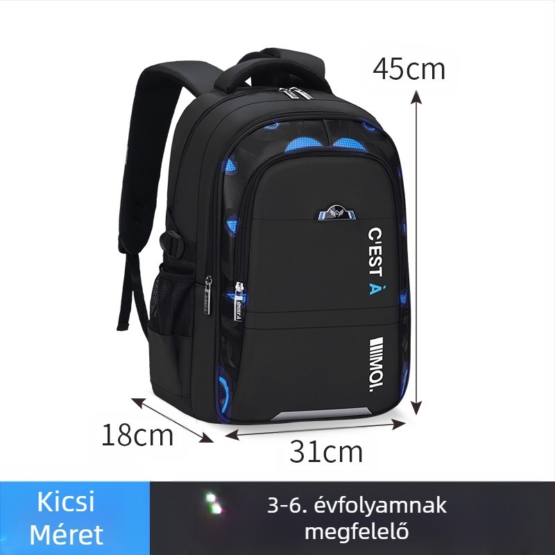 Long An Fu LAF0000001 poliészter iskolai hátizsák általános iskolába — lélegző, vízálló és kopásálló, ívelt vállpántokkal