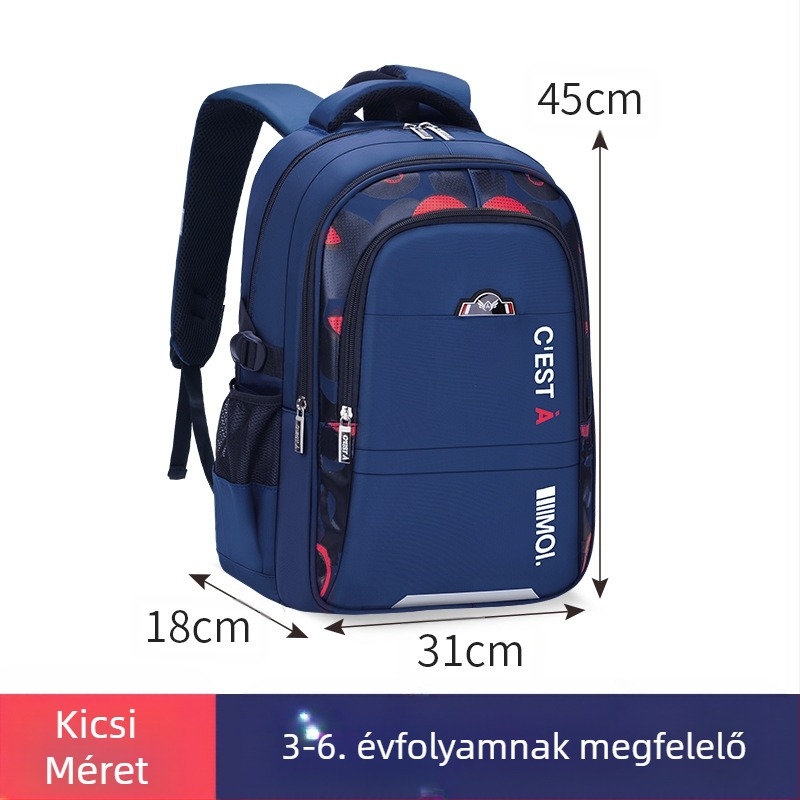 Long An Fu LAF0000001 poliészter iskolai hátizsák általános iskolába — lélegző, vízálló és kopásálló, ívelt vállpántokkal