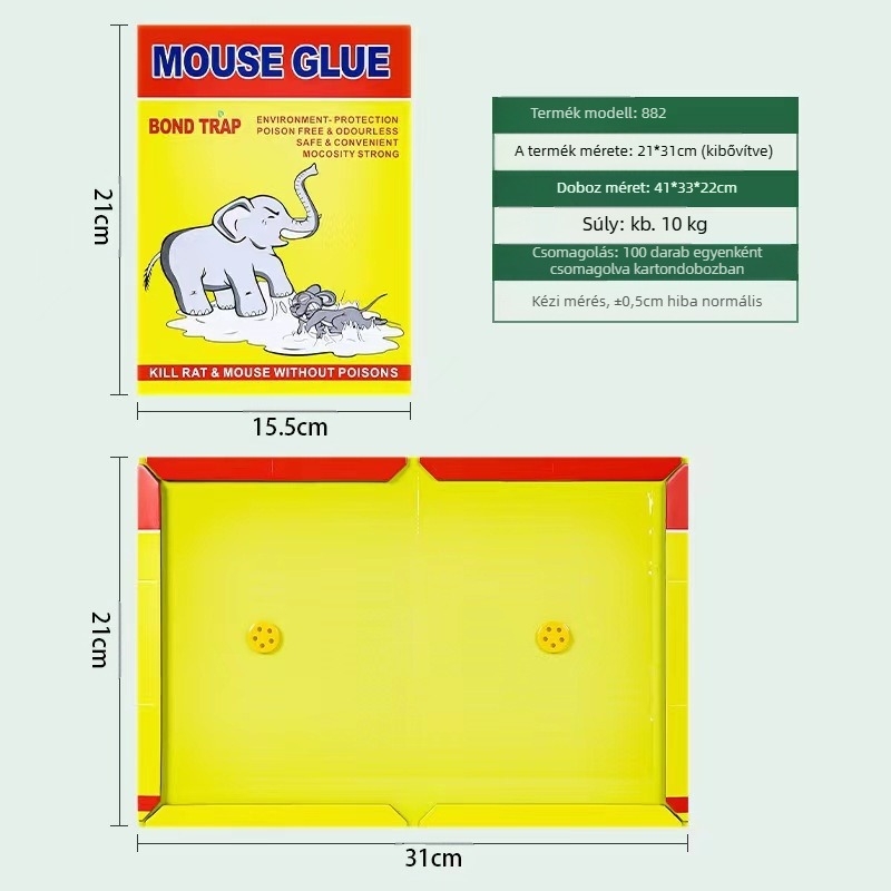 Bond trap Szilárd egér ragasztólemez – Modell 52528, Nem toxikus, Egérfogás