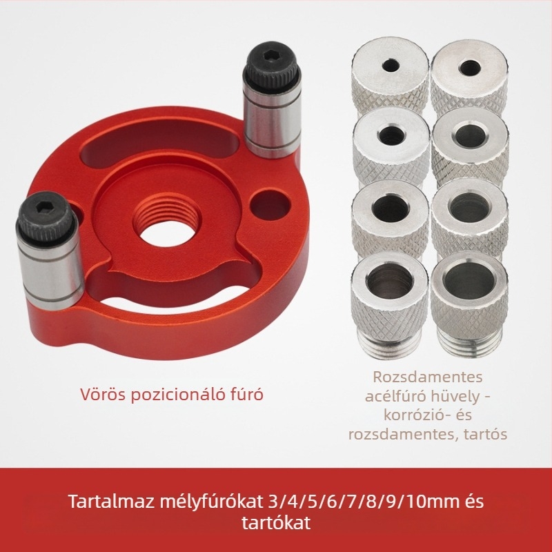 DARE egypontos pozícionáló lyukfúró famegmunkáláshoz — adaptív középpont a lyukak jelöléséhez, kompatibil 6/8/10 acélból vagy rozsdamentes acélból készült befogókkal; tömeg 0,14 kg