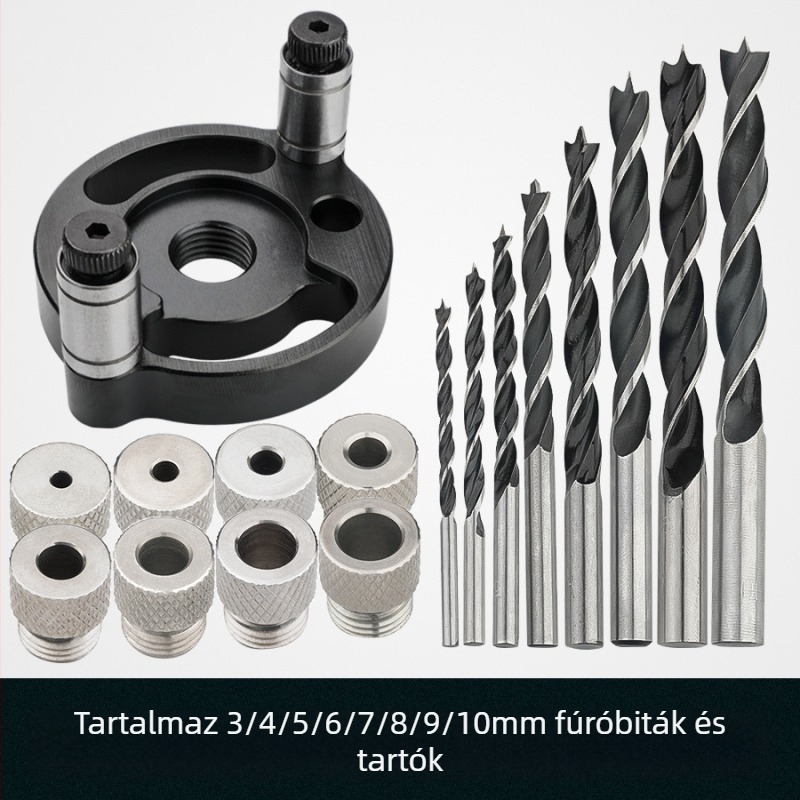 DARE egypontos pozícionáló lyukfúró famegmunkáláshoz — adaptív középpont a lyukak jelöléséhez, kompatibil 6/8/10 acélból vagy rozsdamentes acélból készült befogókkal; tömeg 0,14 kg