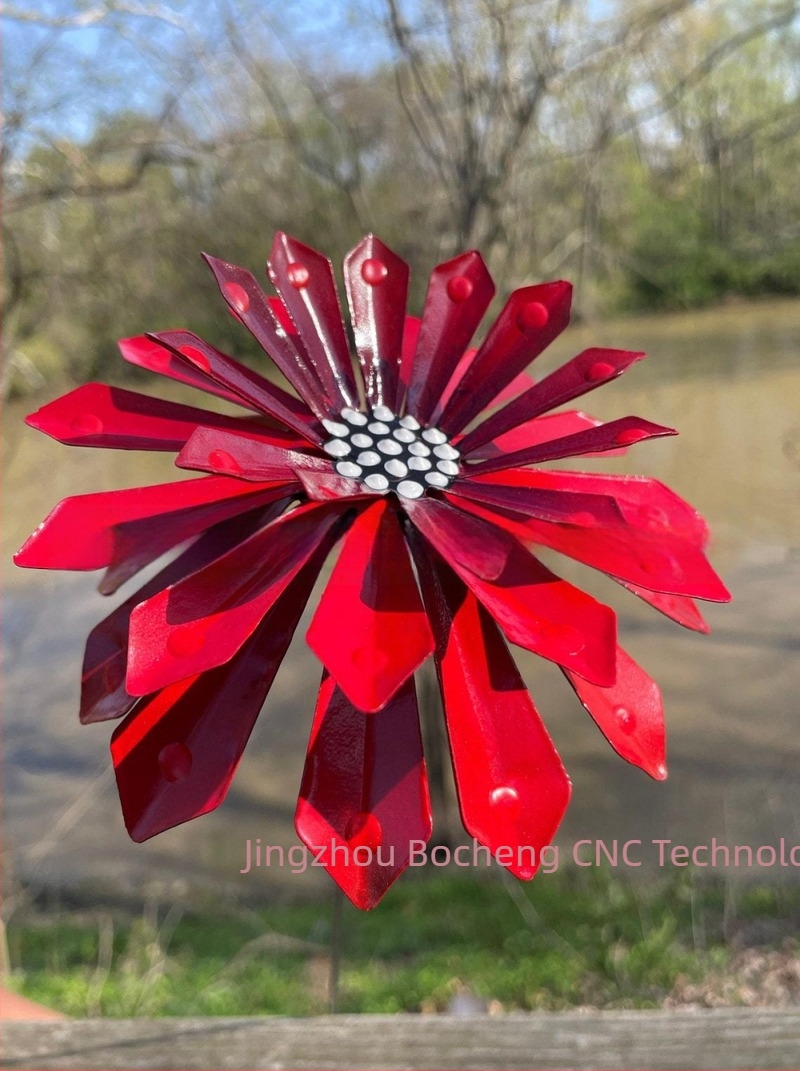 Fém kerti karó virágokhoz, modern minimalista stílus, növényi motívum, táj virág dekoráció, félkézi, félgépes gyártás