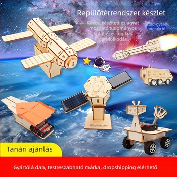 Űrrepülés modellkészlet — fából készült, elektromos, DIY-barát, többfunkciós fizika oktatási játék általános iskolásoknak (7-14 évesek)