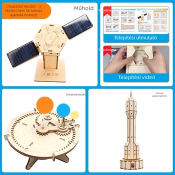 Űrrepülés modellkészlet — fából készült, elektromos, DIY-barát, többfunkciós fizika oktatási játék általános iskolásoknak (7-14 évesek)