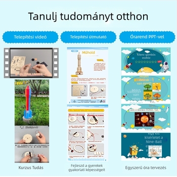 Űrrepülés modellkészlet — fából készült, elektromos, DIY-barát, többfunkciós fizika oktatási játék általános iskolásoknak (7-14 évesek)