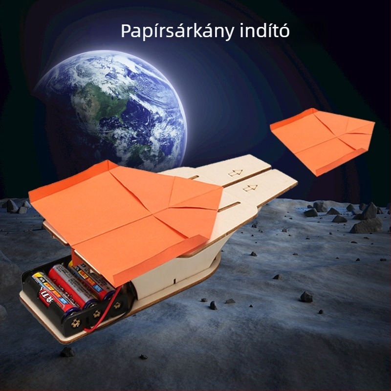 Űrrepülés modellkészlet — fából készült, elektromos, DIY-barát, többfunkciós fizika oktatási játék általános iskolásoknak (7-14 évesek)