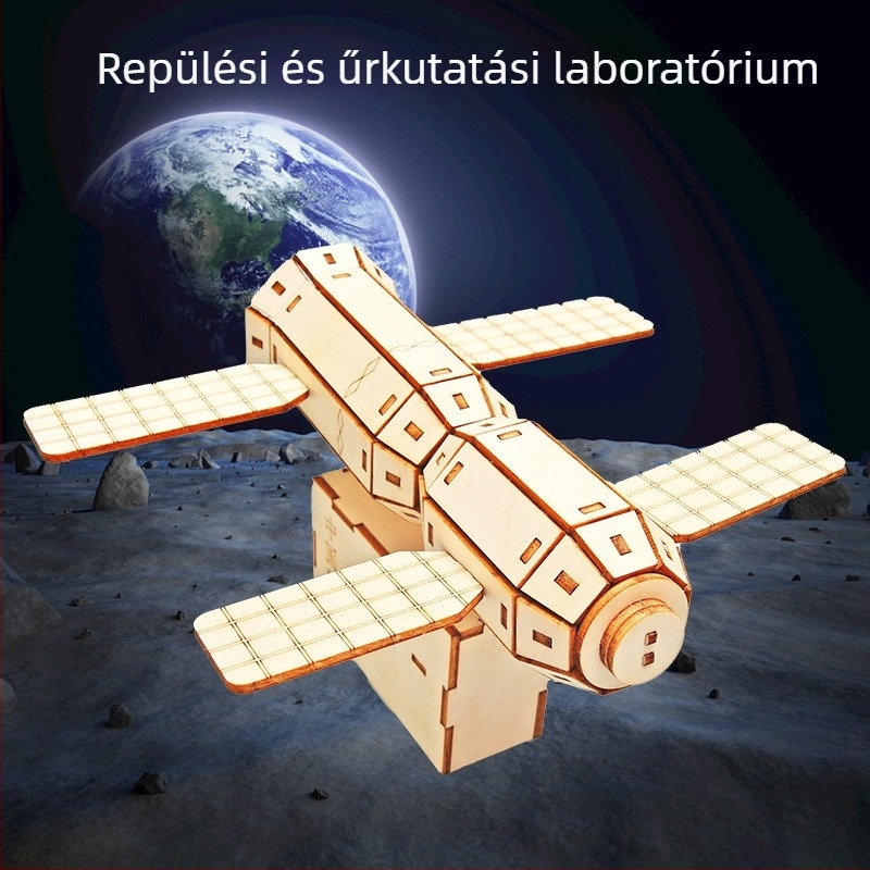 Űrrepülés modellkészlet — fából készült, elektromos, DIY-barát, többfunkciós fizika oktatási játék általános iskolásoknak (7-14 évesek)