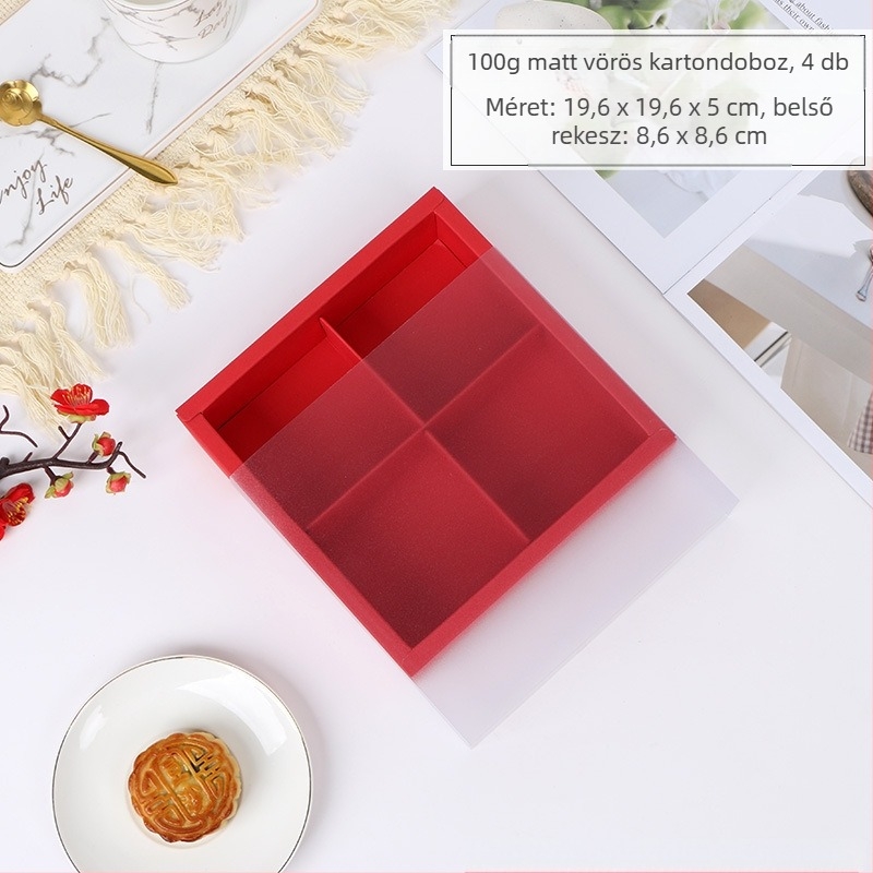 Tojás sárgájával töltött Mooncake ajándékdoboz, matt átlátszó csomagolás, forró nyomtatás (Eredet: Wenzhou; Feldolgozás és testreszabás: Nincs; Márka: A Kun; Testreszabás: Nincs)