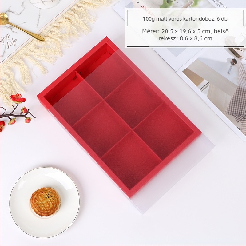 Tojás sárgájával töltött Mooncake ajándékdoboz, matt átlátszó csomagolás, forró nyomtatás (Eredet: Wenzhou; Feldolgozás és testreszabás: Nincs; Márka: A Kun; Testreszabás: Nincs)