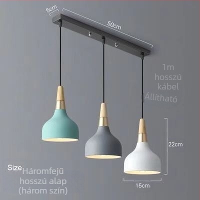 Skandináv stílusú háromfejű vas függőlámpa LED-del, 220V, modell AL0038