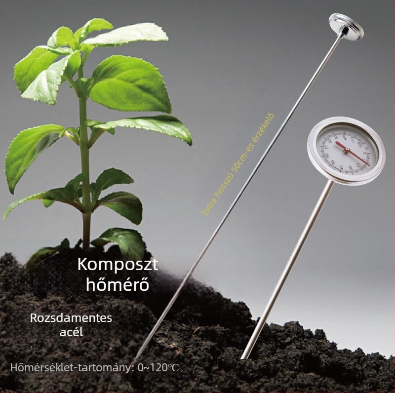 Magas precíziós hőmérő élelmiszerek, komposzt, talaj és víz hőmérsékletéhez