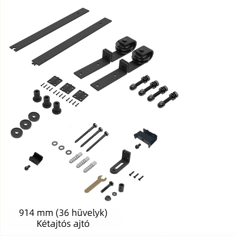 Pajtaajtó vasalatkészlet – hajtogatható dupla ajtó sín és görgők a nappaliba és a konyhába, kopásálló, porfestett szénacél, modell JH-ZD1, modern minimalist stílus