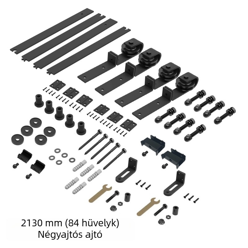 Pajtaajtó vasalatkészlet – hajtogatható dupla ajtó sín és görgők a nappaliba és a konyhába, kopásálló, porfestett szénacél, modell JH-ZD1, modern minimalist stílus