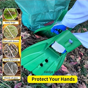 Kézi kerti gereblye fogó — műanyagból, levelekhez, fűnyírási hulladékhoz és gyepmaradványokhoz