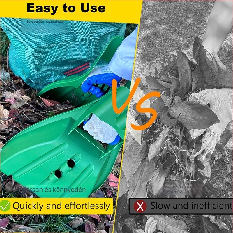 Kézi kerti gereblye fogó — műanyagból, levelekhez, fűnyírási hulladékhoz és gyepmaradványokhoz