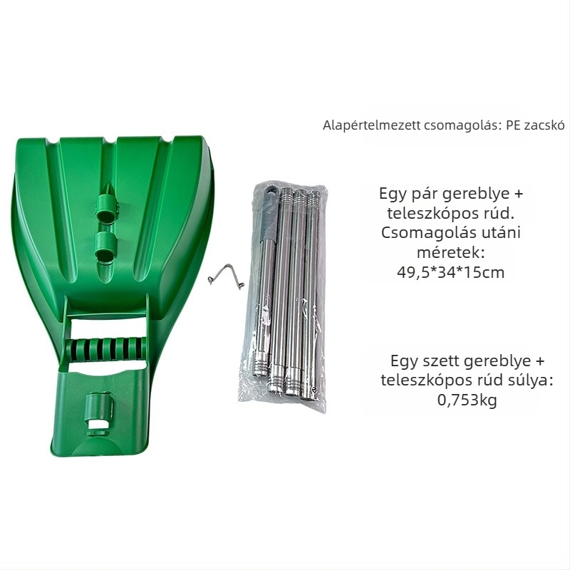 Kézi kerti gereblye fogó — műanyagból, levelekhez, fűnyírási hulladékhoz és gyepmaradványokhoz