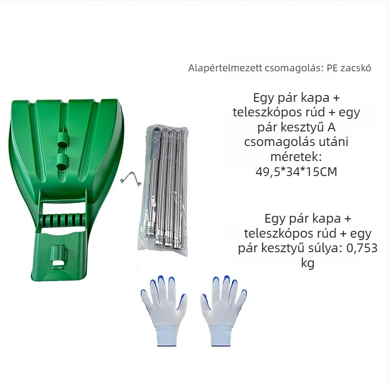 Kézi kerti gereblye fogó — műanyagból, levelekhez, fűnyírási hulladékhoz és gyepmaradványokhoz