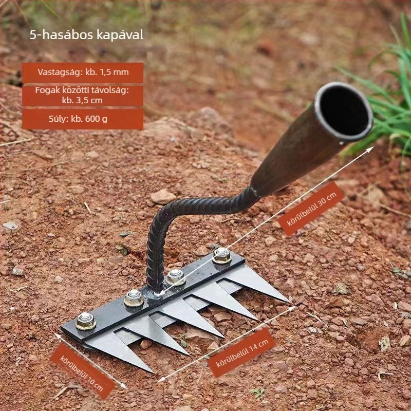 Pá step? Gyomláló gereblye pengecserés fejjel, többfogú kivitel, talajlazításra gyümölcsösökben (fogak hossza 100 mm)