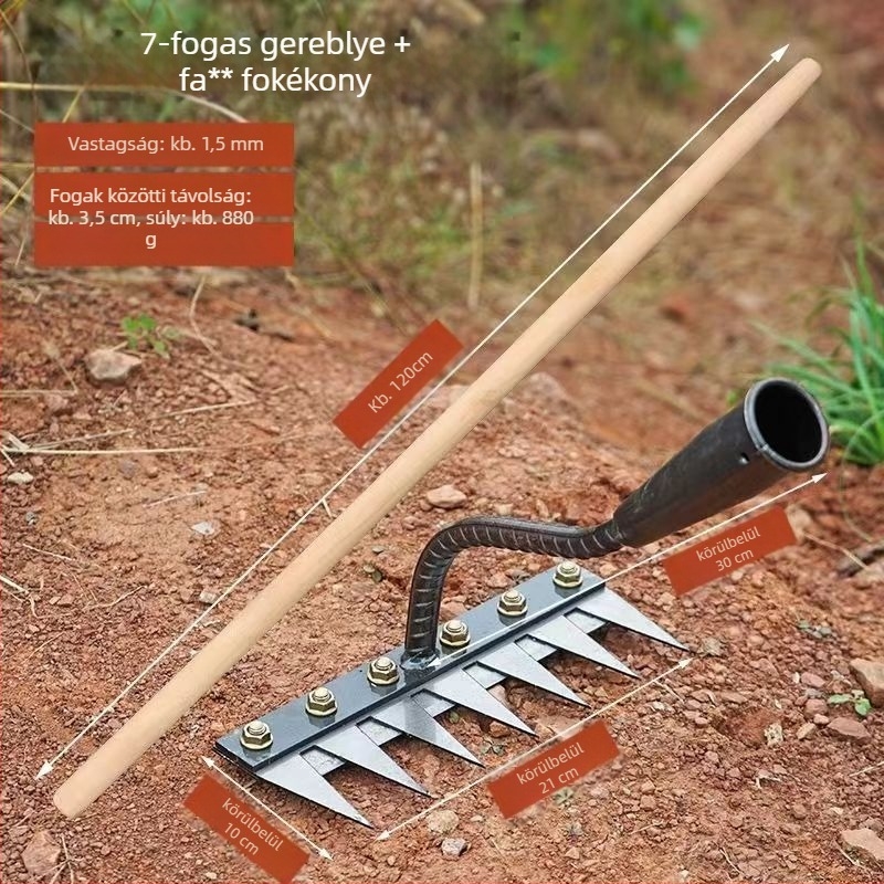 Pá step? Gyomláló gereblye pengecserés fejjel, többfogú kivitel, talajlazításra gyümölcsösökben (fogak hossza 100 mm)