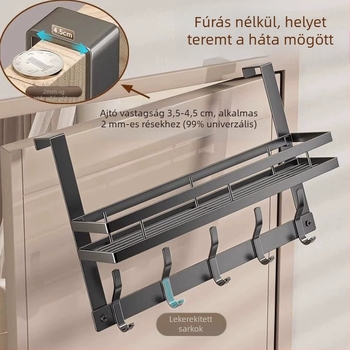 Ajtó mögötti ragasztós falra szerelhető kabátakasztó – szénacélból, összecsukható és többfunkciós