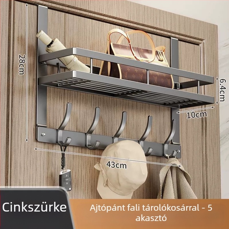 Ajtó mögötti ragasztós falra szerelhető kabátakasztó – szénacélból, összecsukható és többfunkciós