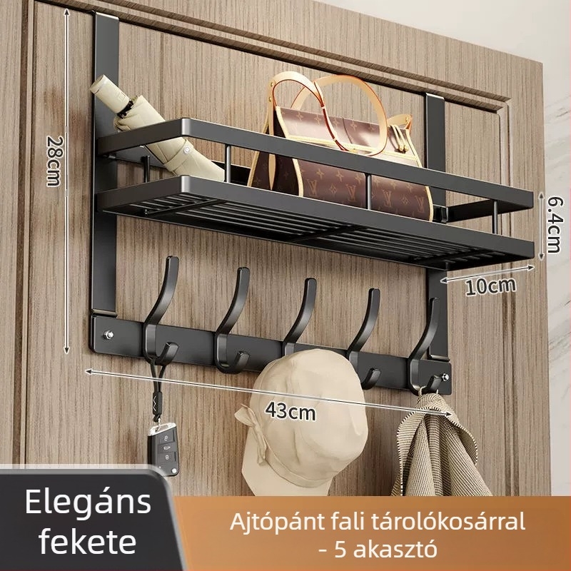Ajtó mögötti ragasztós falra szerelhető kabátakasztó – szénacélból, összecsukható és többfunkciós