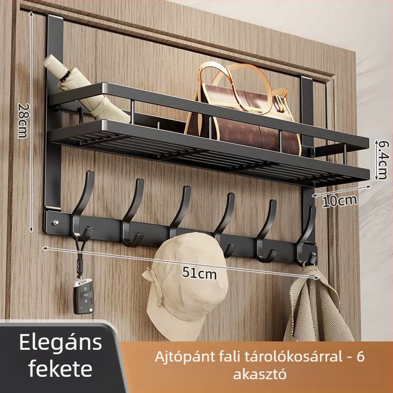 Ajtó mögötti ragasztós falra szerelhető kabátakasztó – szénacélból, összecsukható és többfunkciós