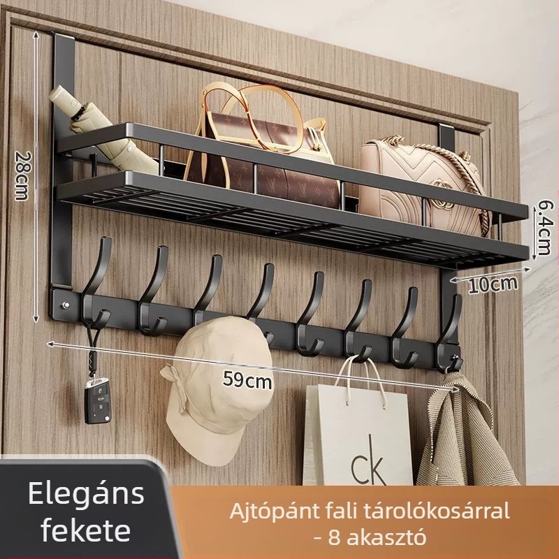 Ajtó mögötti ragasztós falra szerelhető kabátakasztó – szénacélból, összecsukható és többfunkciós