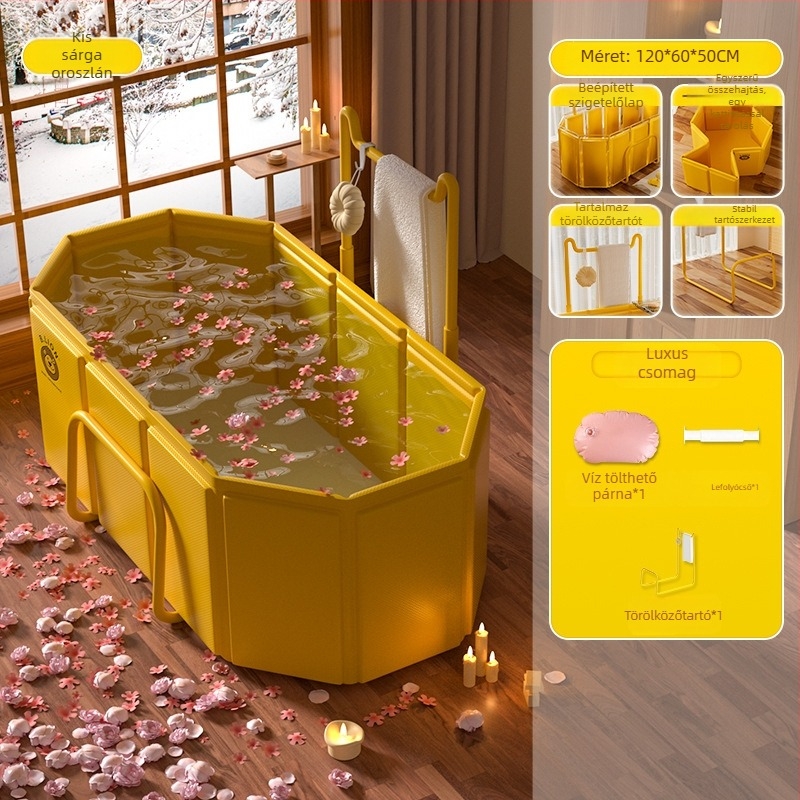 Összecsukható fürdővödör felnőtteknek, PVC, fürdéshez, hőmérséklet-szabályozással