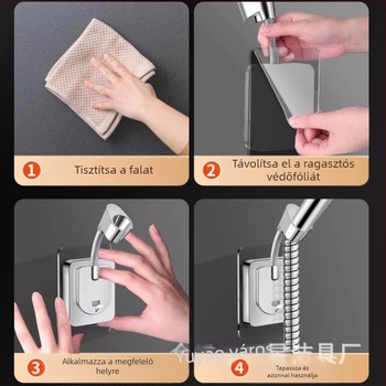 Zuhanyfej tartó alap, falra szerelés fúrás nélkül, univerzálisan állítható, ABS anyag, elektroplakálás, modell ZJ-01, modern minimalista stílus