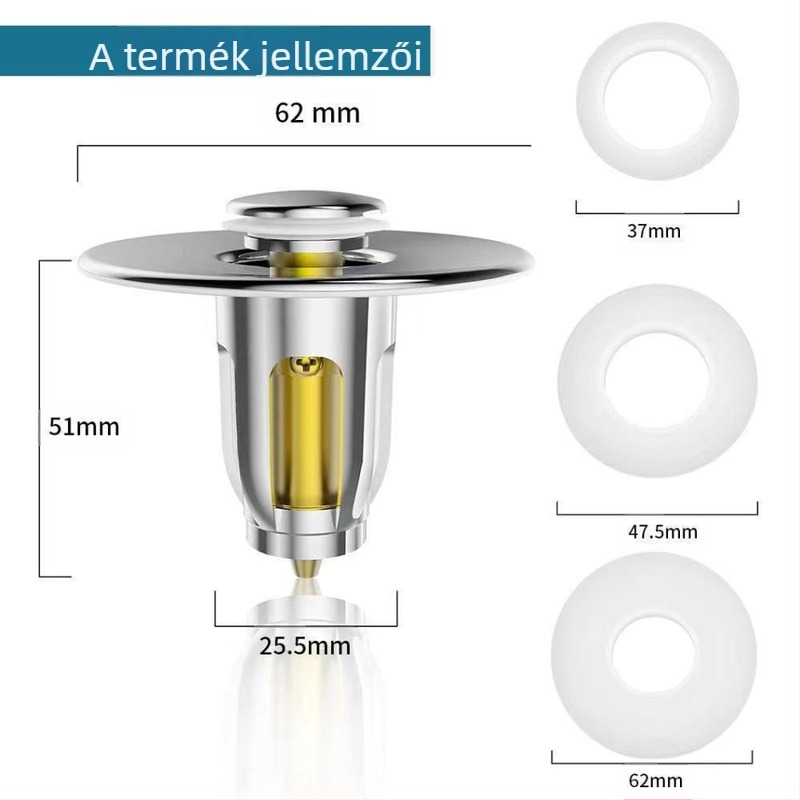 Kerámiából készült mosdólefolyó dugó rugós maggal – nyomógombos működés, anti-odor, modern minimalist stílus