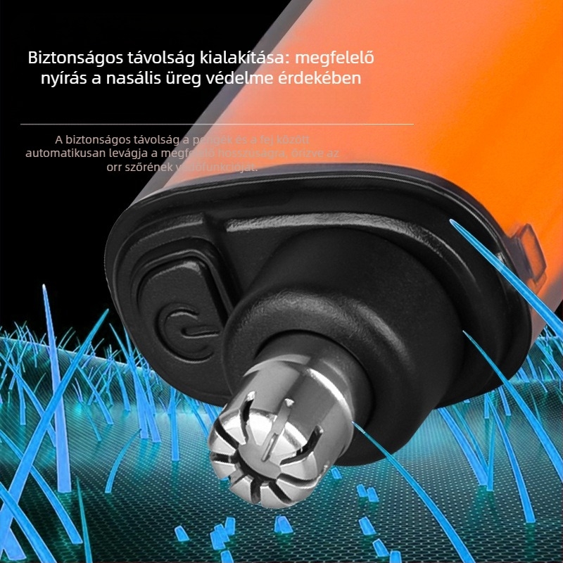 Orrszőr-trimmel, újratölthető, mini méretű, hordozható, cserélhető mosható vágófej, ABS ház.