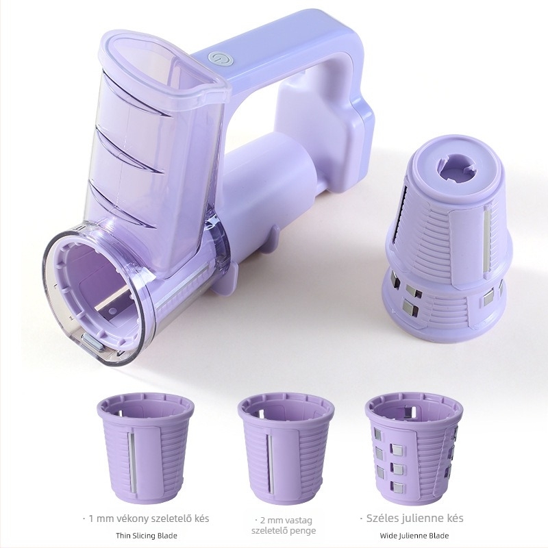 Elektronikus, multifunkcionális zöldségvágó rolleres szeletelővel — ABS test, testreszabható, ideális julienne burgonyához és sajthoz