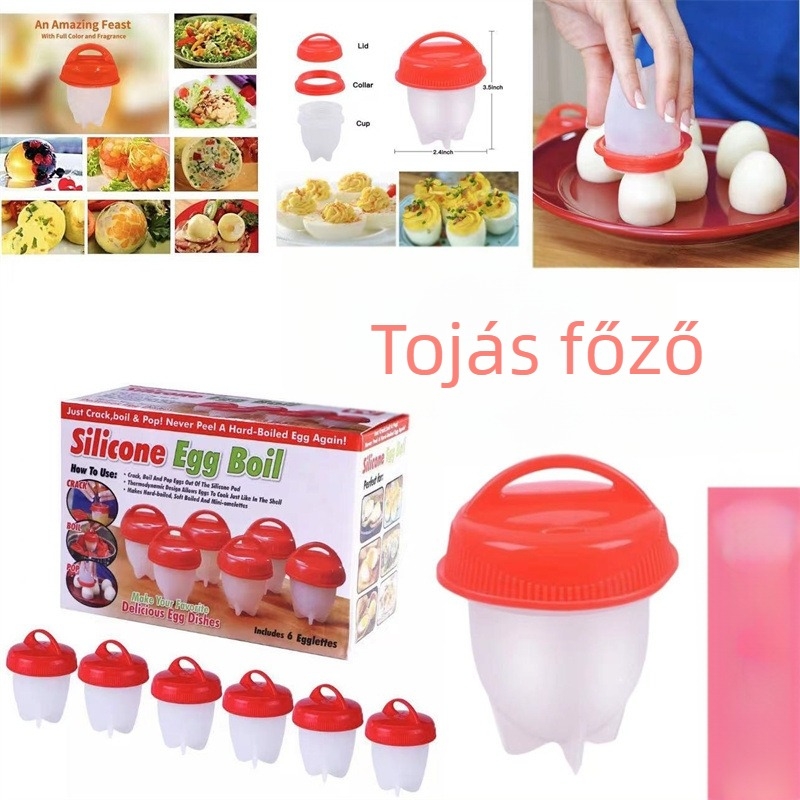 Egglettes szilikon tojáskanalak – tapadásmentes, tojásfőző készülék, szilikon-plasztik felépítés, logónyomtatás elérhető