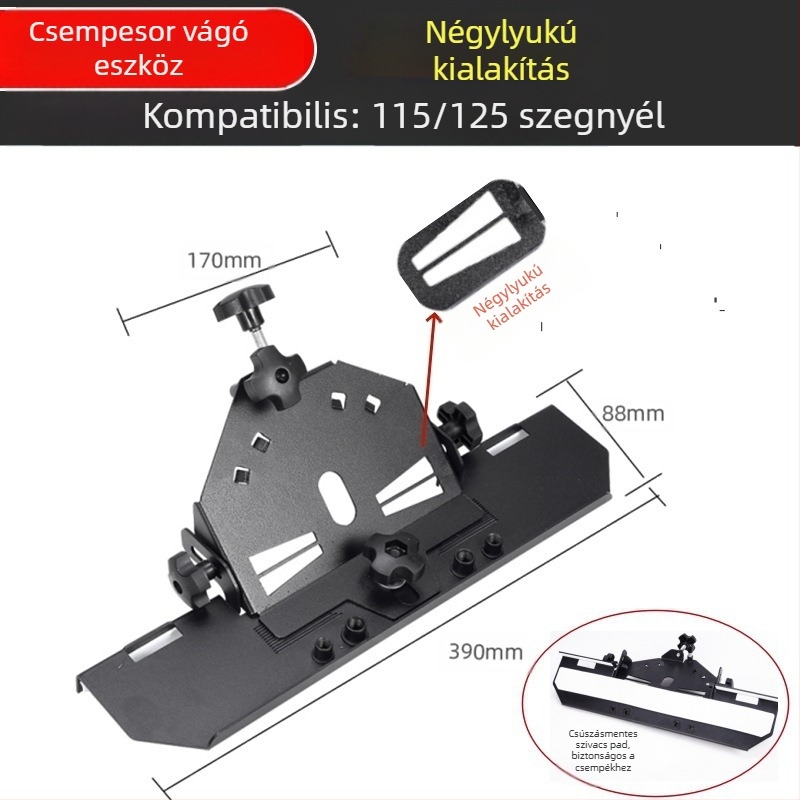 Szögcsiszolóhoz való kiegészítő kerámia csempék élének 45°-os bevágásához, 220V üzemmód, kompatibilis 115/125 mm korongokkal