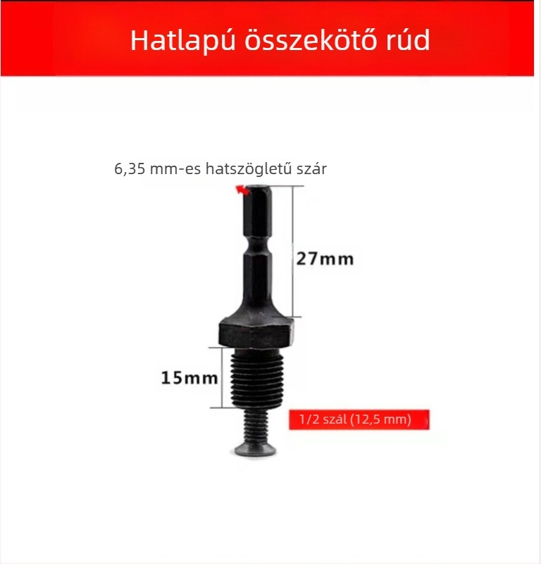 Elektromos szerszámokhoz készült fúrópatron készlet, karbonacél ötvözet anyagból, kompatibilis elektromos csavarhúzókkal, ütvefúrókkal és fúrókkal, konverziós összekötő rúddal