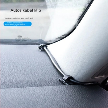 Kábel klipek és vezeték rendező - modell Wire buckle; anyag: nylon szövet; öntapadó; alkalmas autóhoz, asztali környezethez és világításhoz