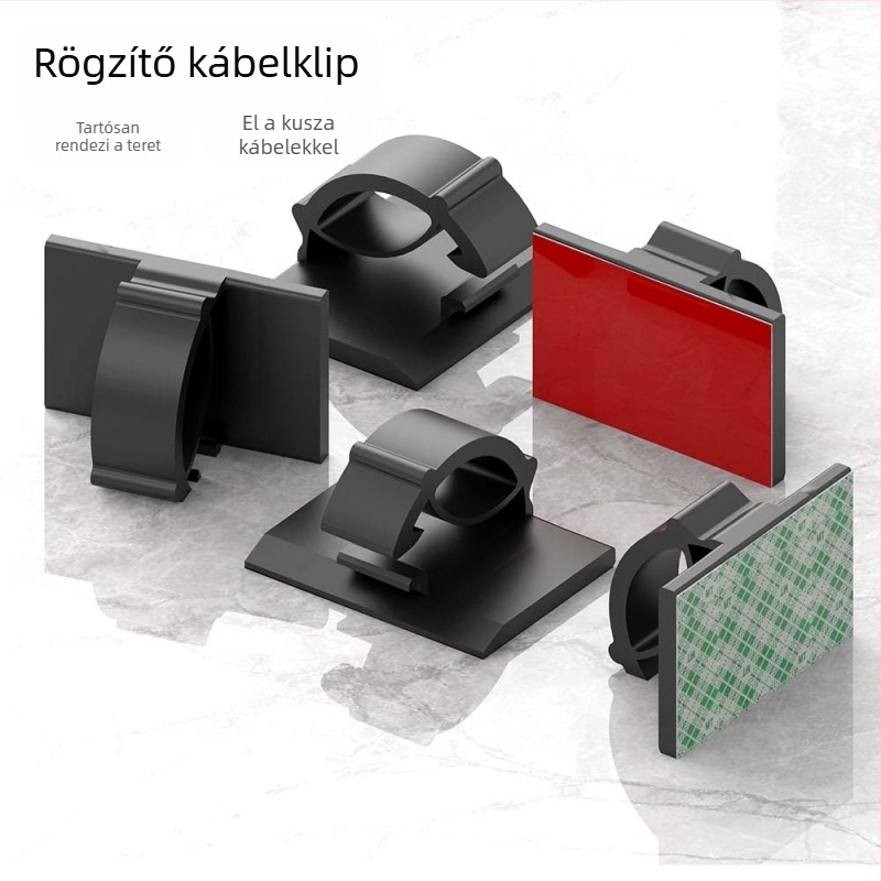 Kábel klipek és vezeték rendező - modell Wire buckle; anyag: nylon szövet; öntapadó; alkalmas autóhoz, asztali környezethez és világításhoz