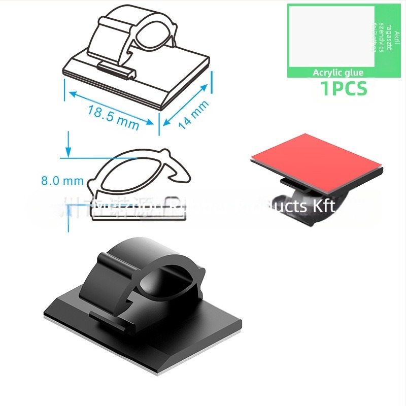 Kábel klipek és vezeték rendező - modell Wire buckle; anyag: nylon szövet; öntapadó; alkalmas autóhoz, asztali környezethez és világításhoz