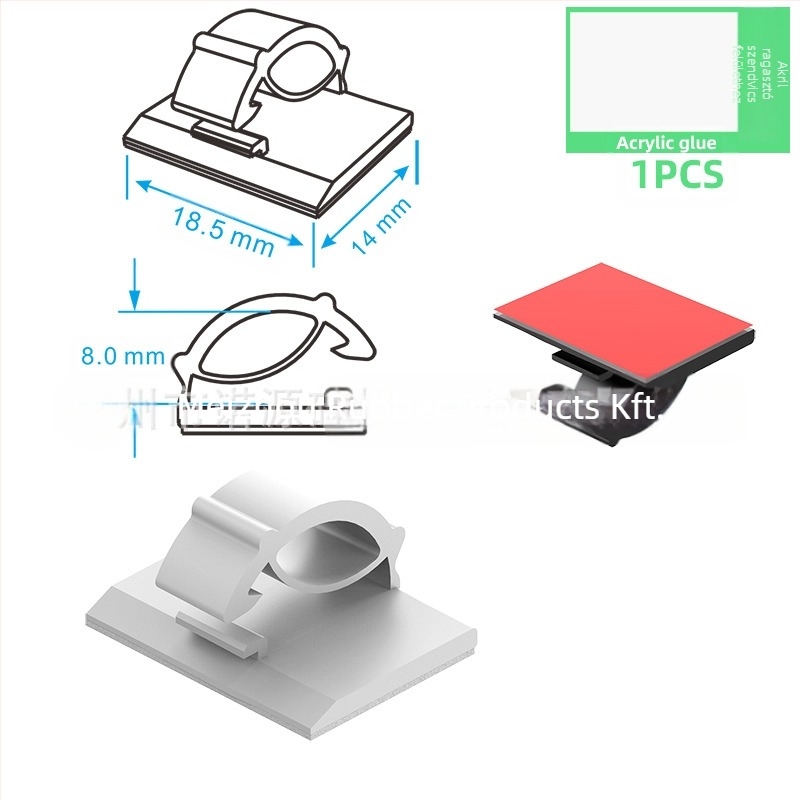 Kábel klipek és vezeték rendező - modell Wire buckle; anyag: nylon szövet; öntapadó; alkalmas autóhoz, asztali környezethez és világításhoz