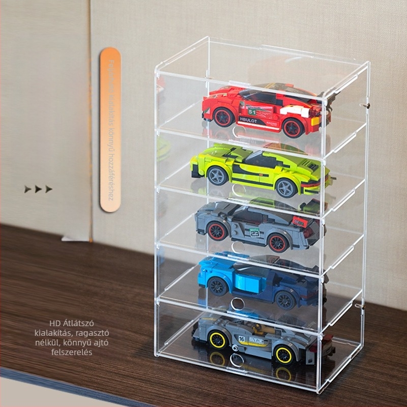 Lego Speed kijelzőszekrény – akril porálló kijelzőszekrény a versenysorozathoz, 2 L kapacitás, modern minimalist stílus, testreszabható