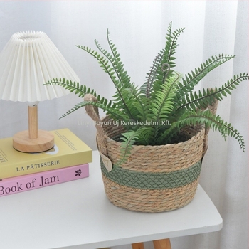 Szalmából font növénytartó kosár, modell 03650, pastoral stílus, beltéri dekoráció növényekhez és bonsaihoz, gyümölcs- és zöldségtartó