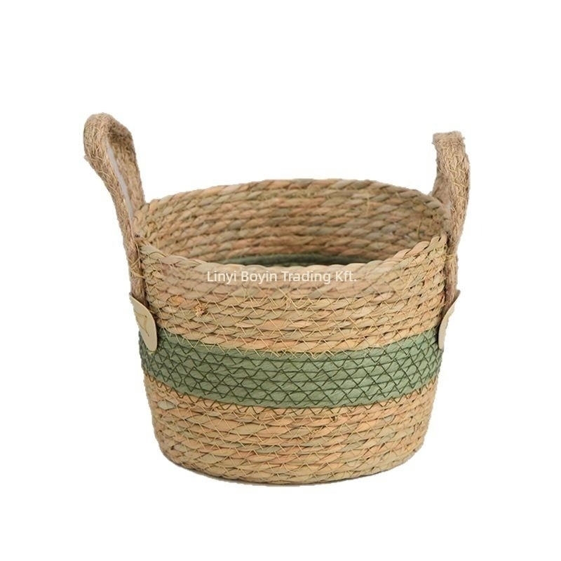 Szalmából font növénytartó kosár, modell 03650, pastoral stílus, beltéri dekoráció növényekhez és bonsaihoz, gyümölcs- és zöldségtartó